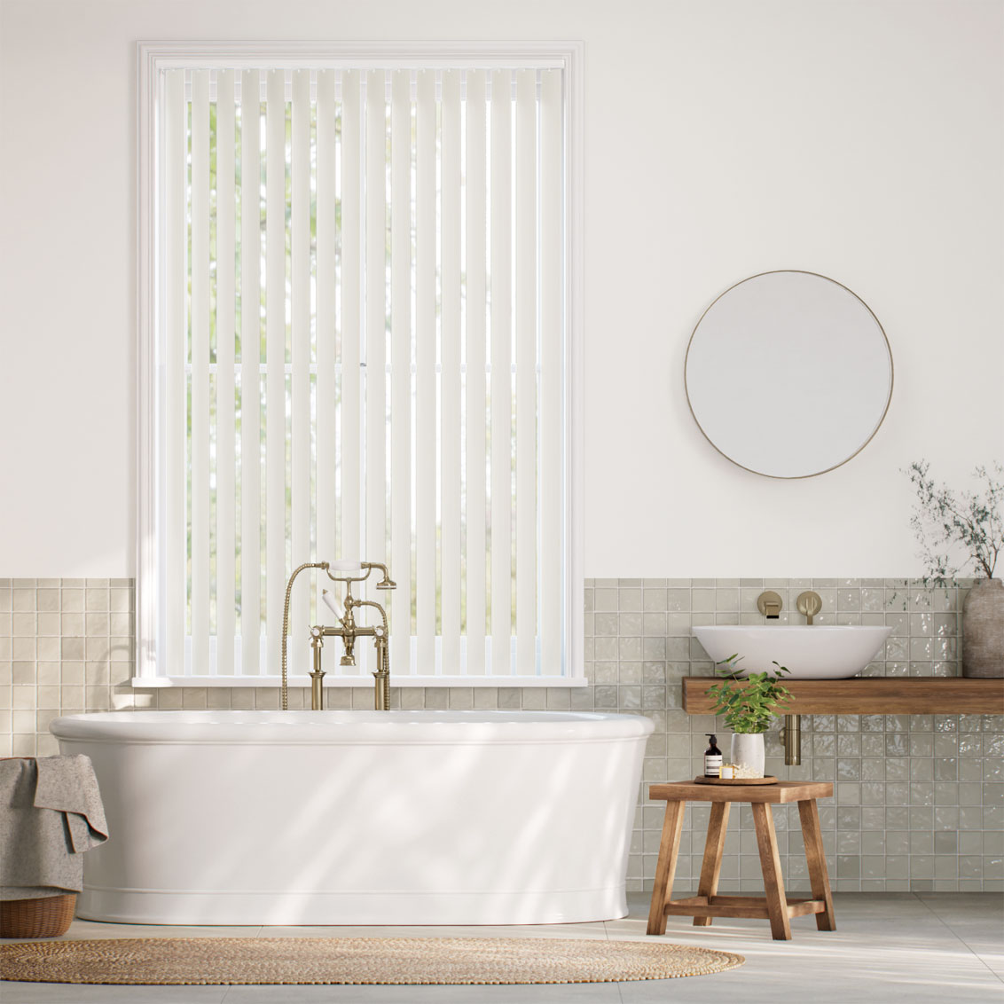 Rigid PVC Tokyo Vintage White Blackout Vertical Blind