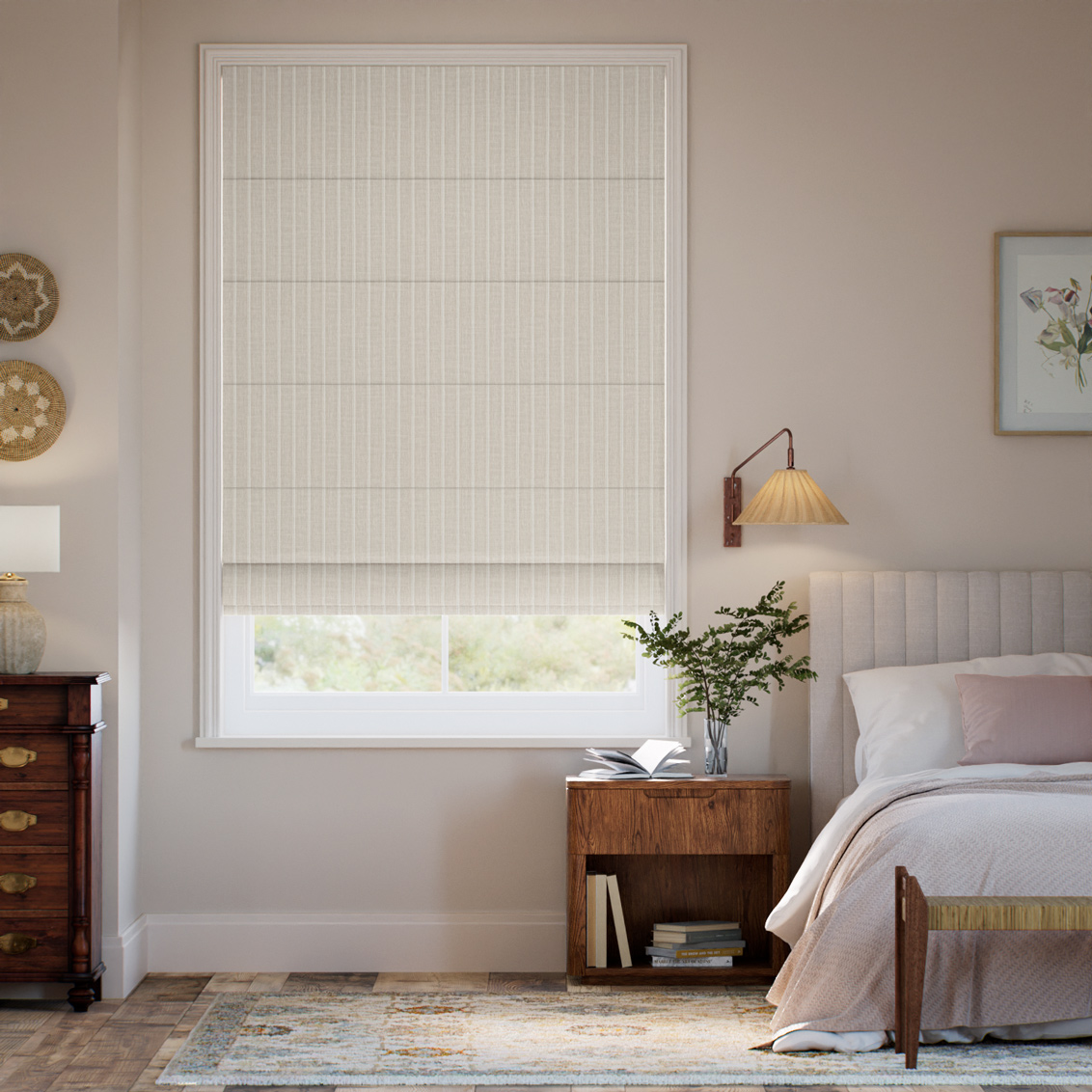 Rimini Stripe Stone Roman Blind