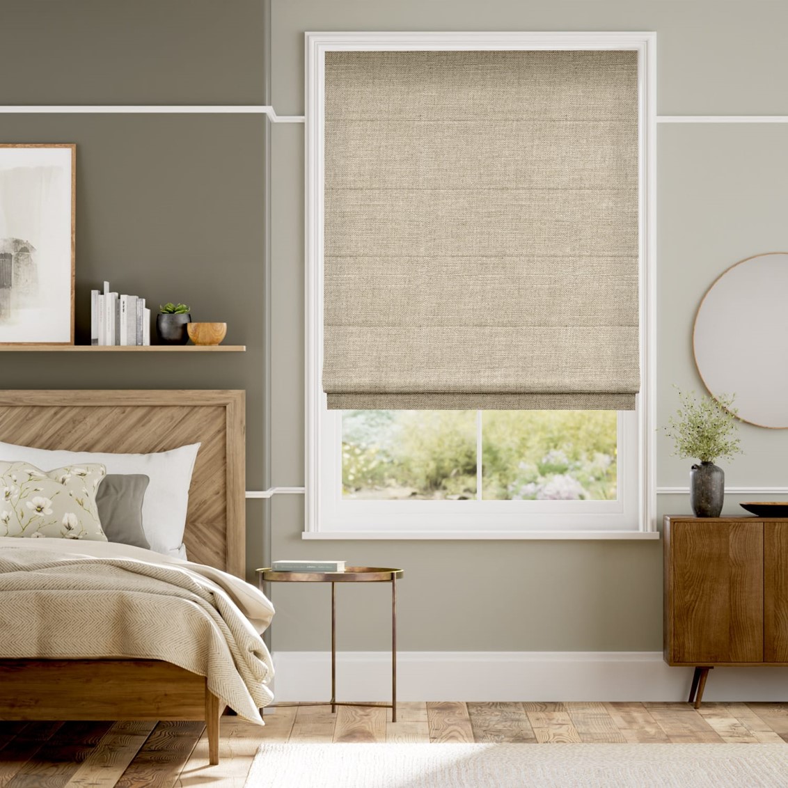 Electric Pure Linen Roman Blind