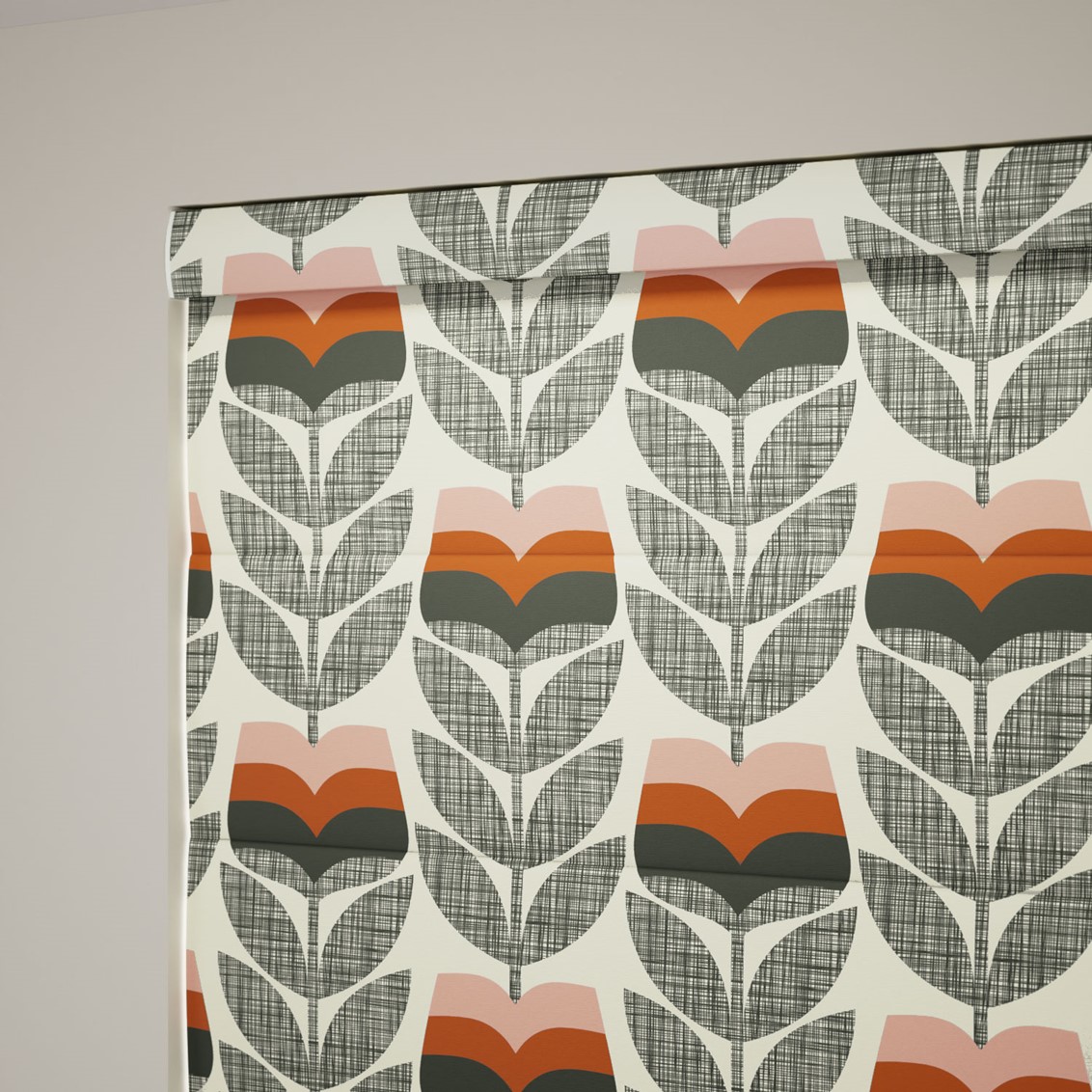 Rosebud Orange Roman Blind