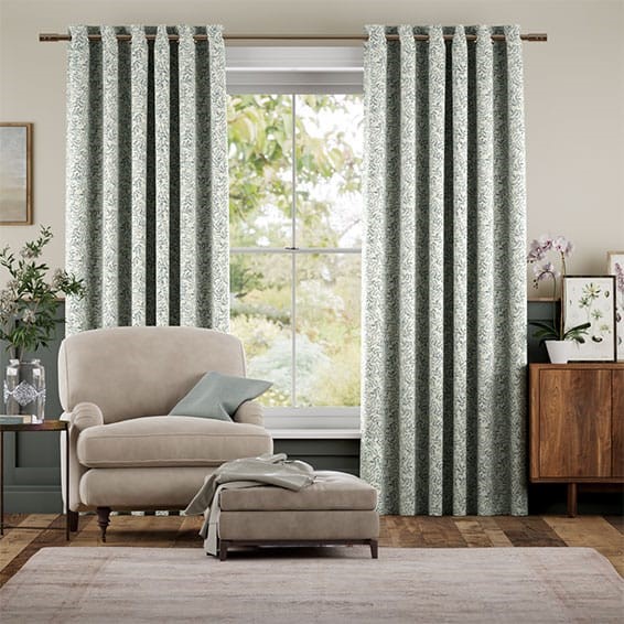 Rosehip Leaf Blue Curtains