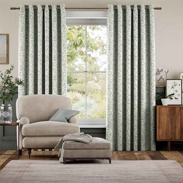 Rosehip Leaf Blue Curtains thumbnail image