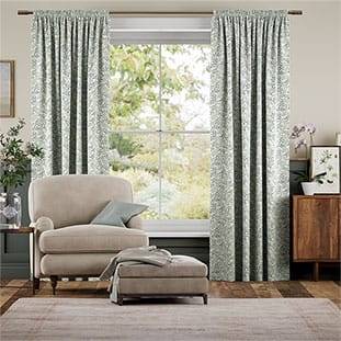 Rosehip Leaf Blue Curtains thumbnail image