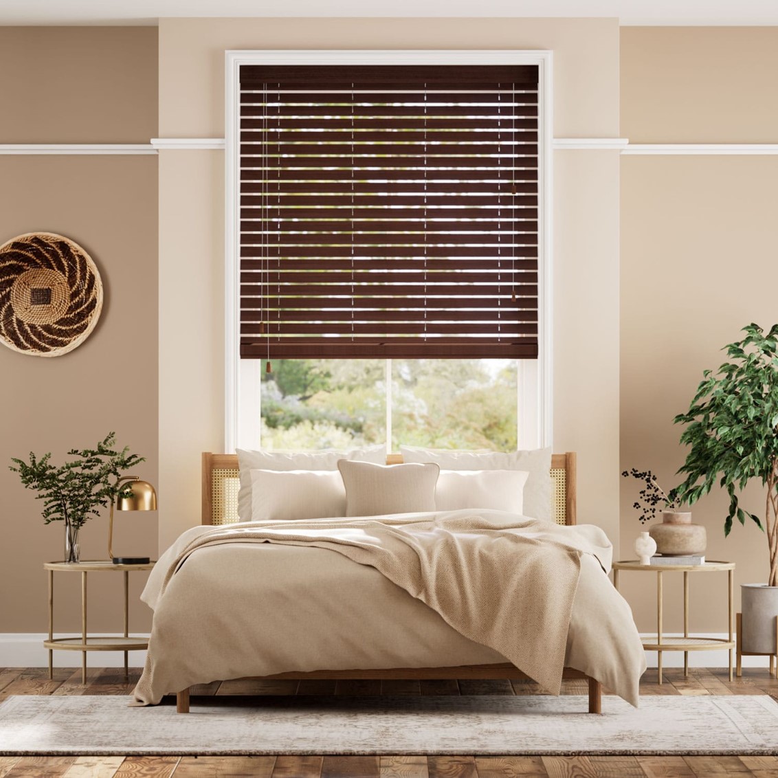 Rosewood Grain Faux Wood Blind - 50mm Slat