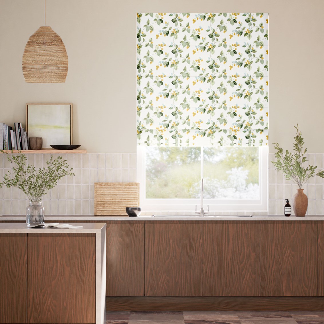 Rubus Traditional Green Roman Blind