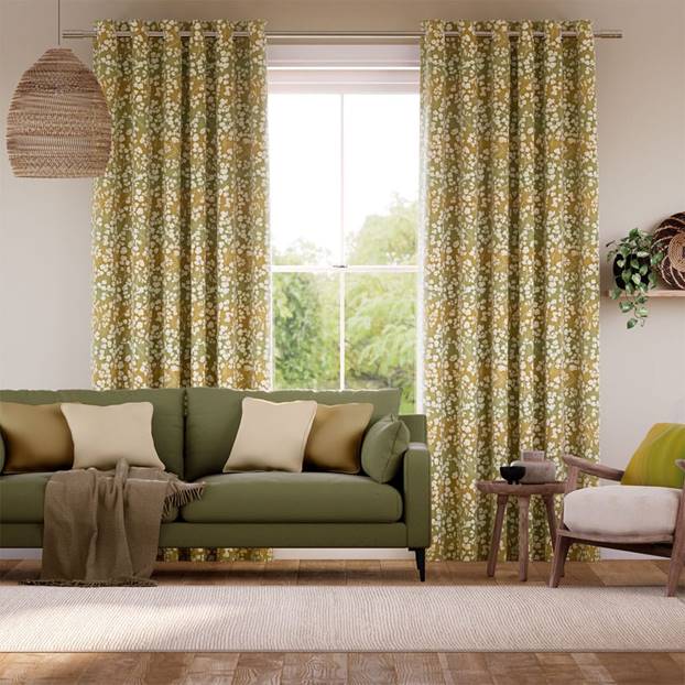 Rue Jacquard Olive Curtains thumbnail image