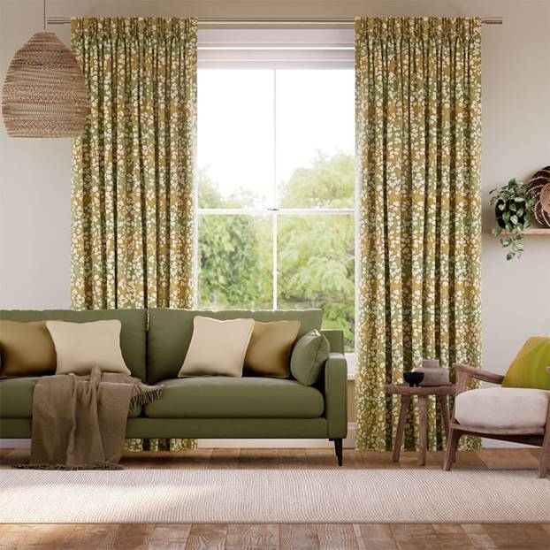 Rue Jacquard Olive Curtains thumbnail image