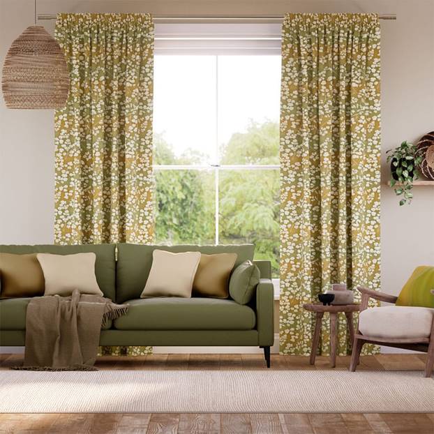 Rue Jacquard Olive Curtains thumbnail image