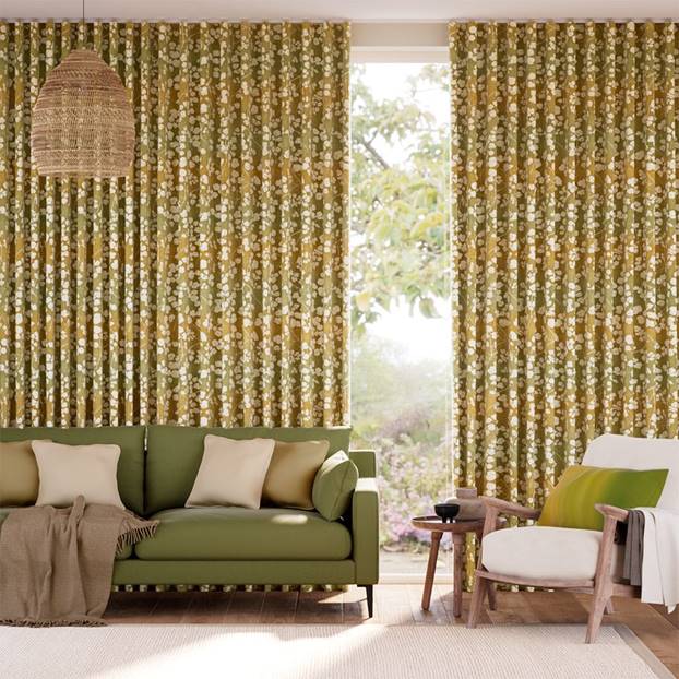 Rue Jacquard Olive Curtains thumbnail image