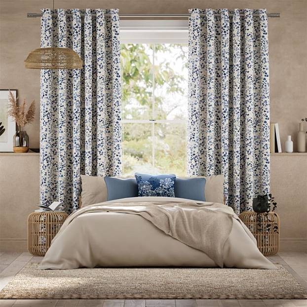 Rue Watercolour Blue Curtains thumbnail image