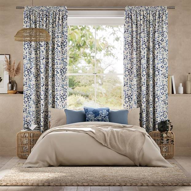 Rue Watercolour Blue Curtains thumbnail image