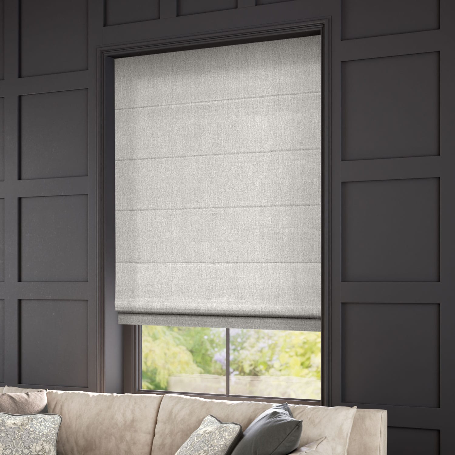 Salcombe Chenille Nickel Roman Blind