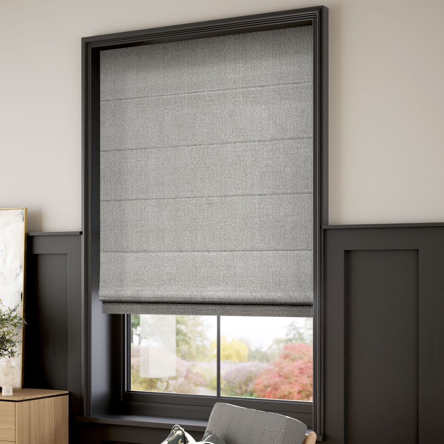 Salcombe Chenille Zinc Roman Blind