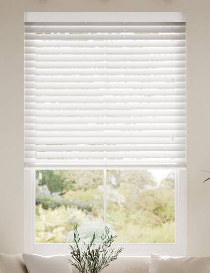 Satin Pure White Wooden Blind thumbnail image