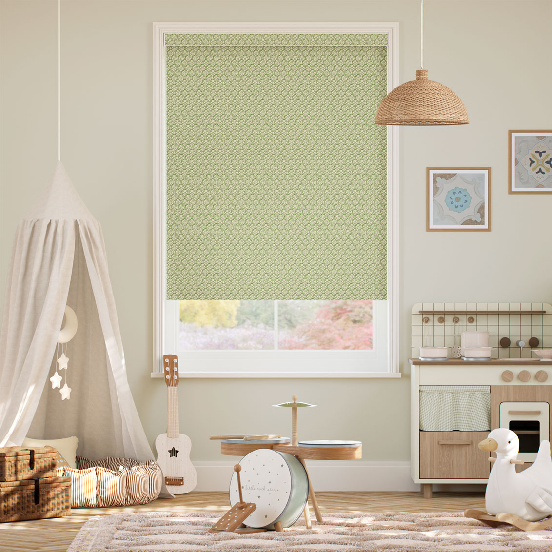 Scallops Light Green Roller Blind