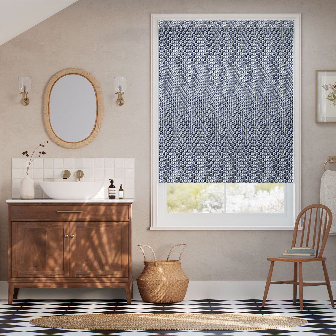 Scallops Stormy Blue Roller Blind