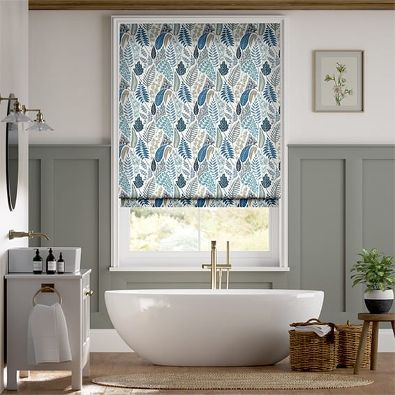 Scandi Ferns Linen Winter Roman Blind