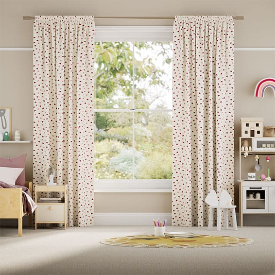 Scattered Hearts Pink Curtains