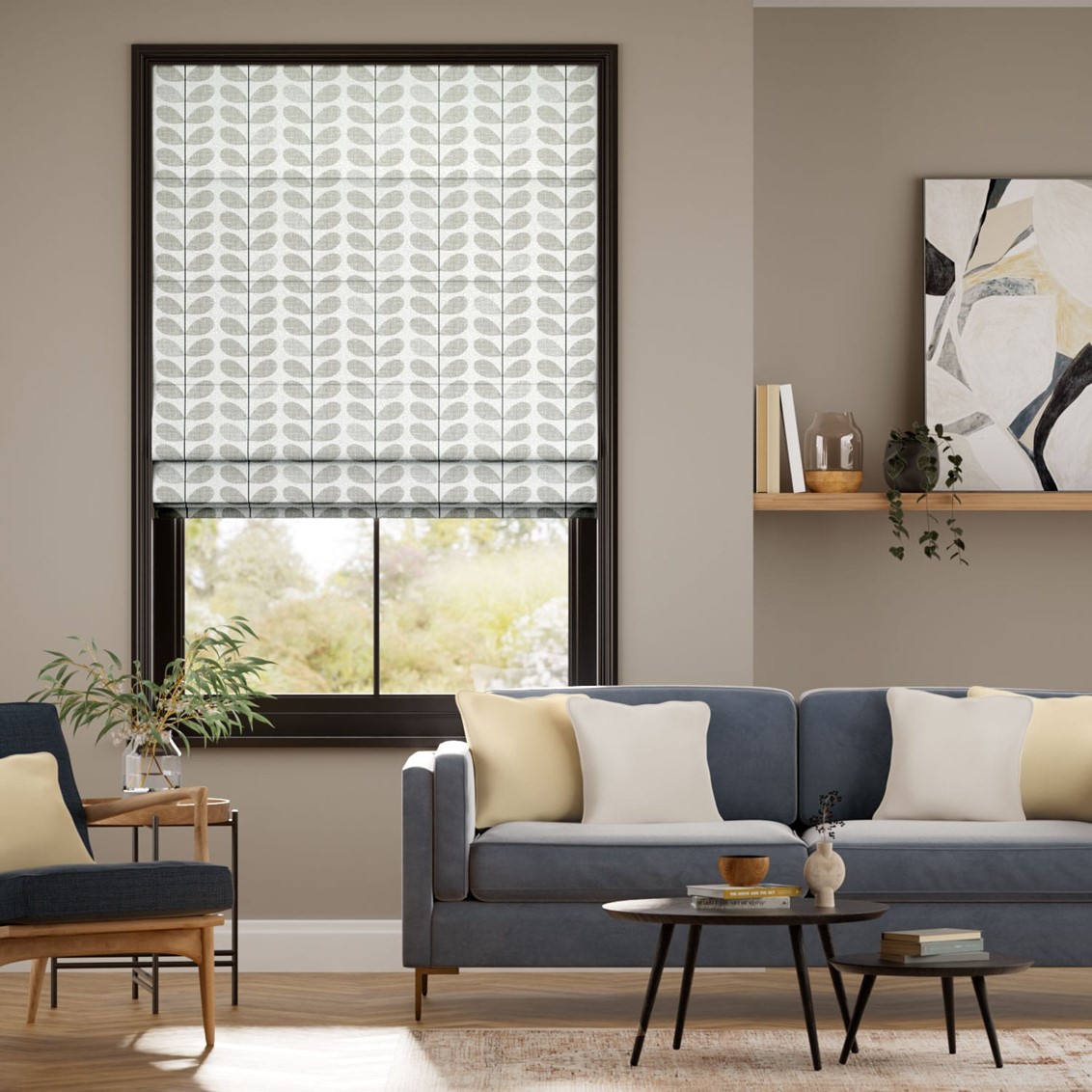 Scribble Stem Grey Roman Blind