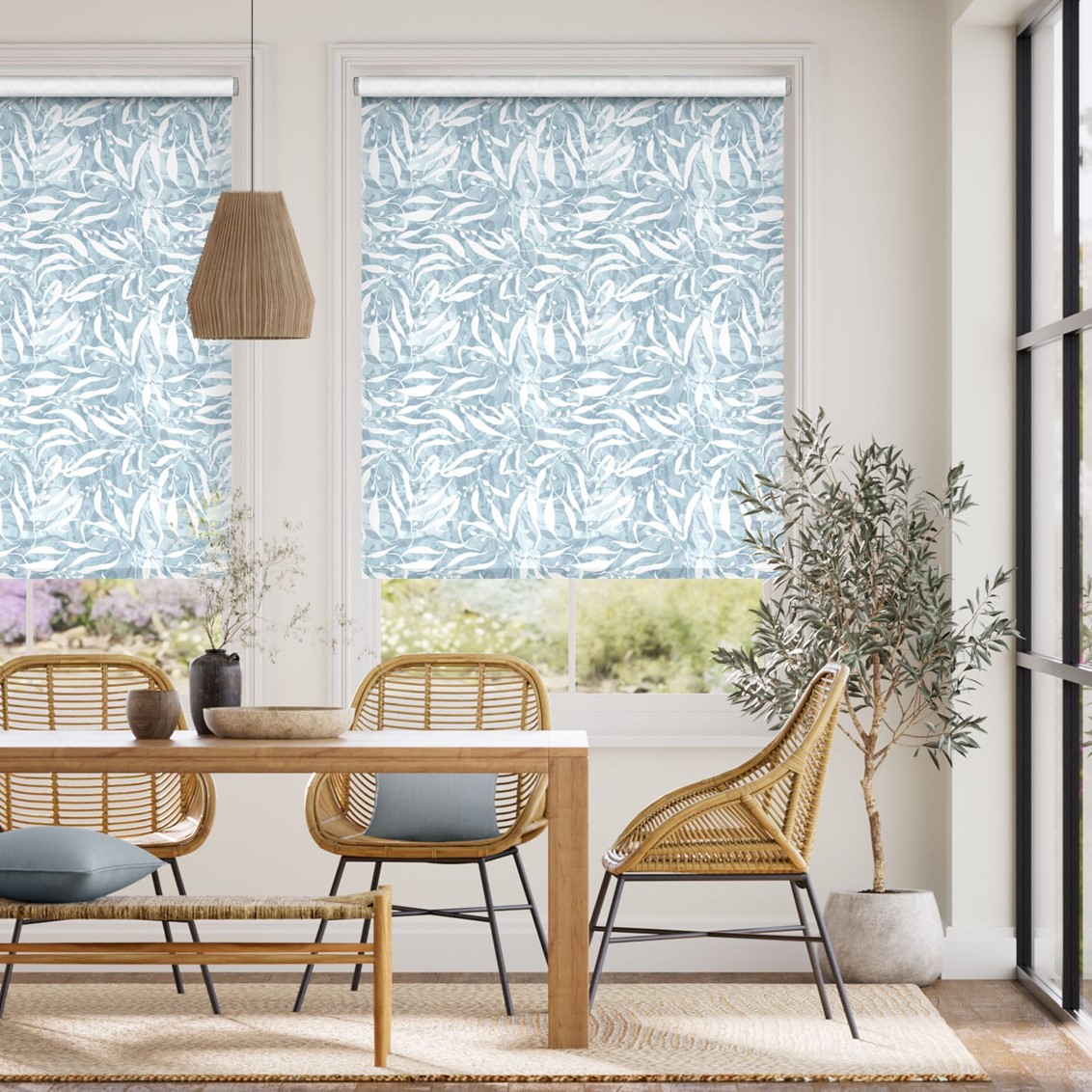 Splash Blackout Sea Kelp Soft Blue Roller Blind