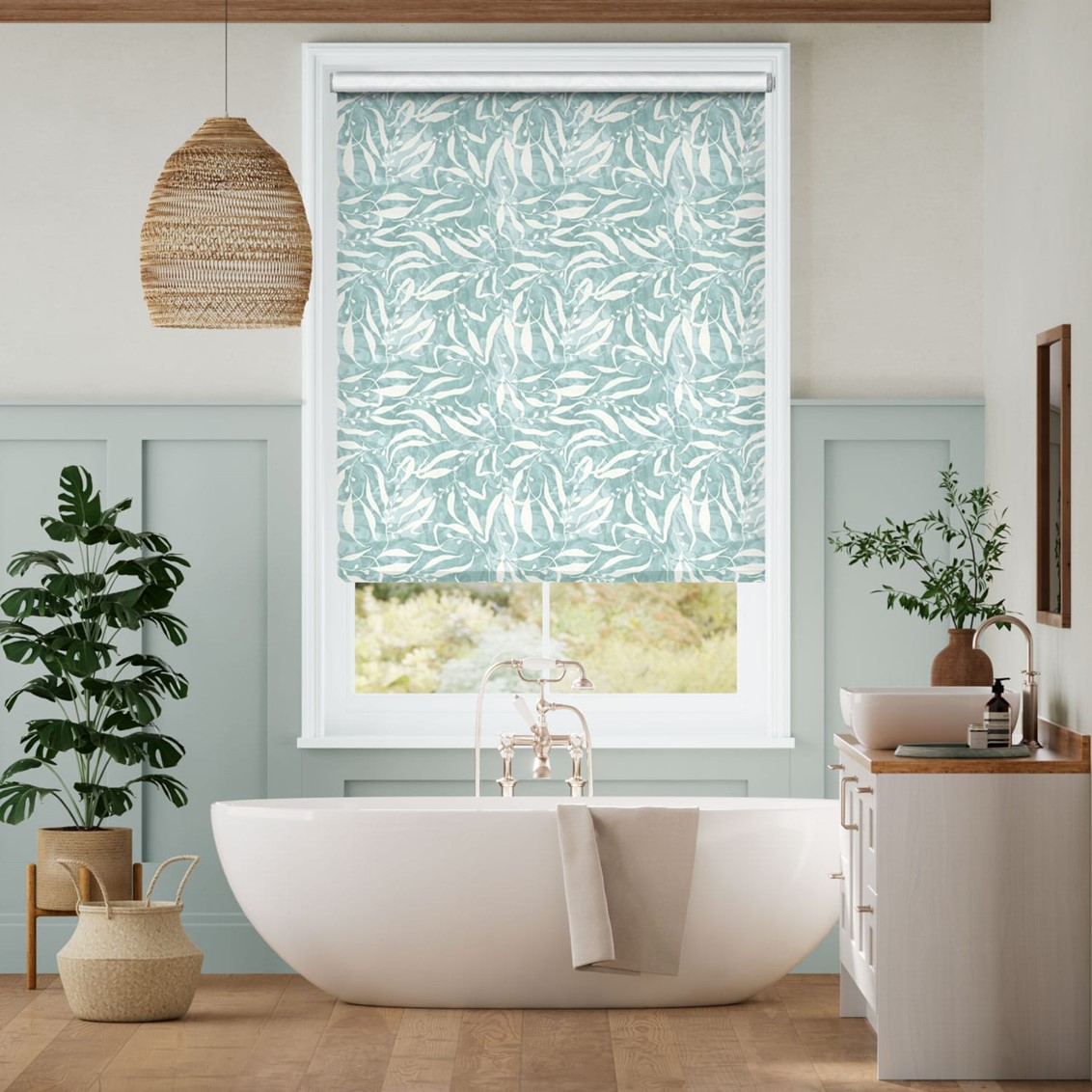 Splash Blackout Sea Kelp Soft Teal Roller Blind