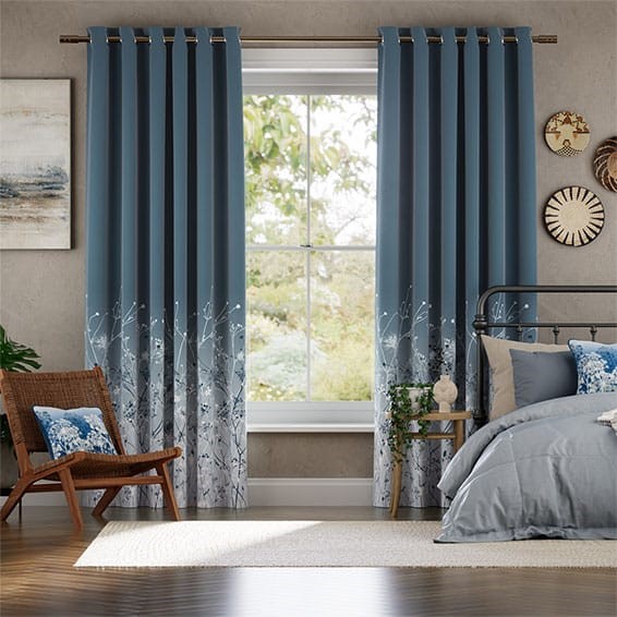 September Meadow Smoke Blue Curtains