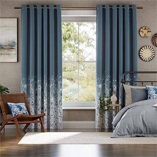 September Meadow Smoke Blue Curtains thumbnail image