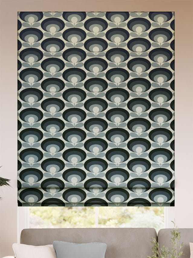 Seventies Flower Oval Cool Grey Roman Blind thumbnail image