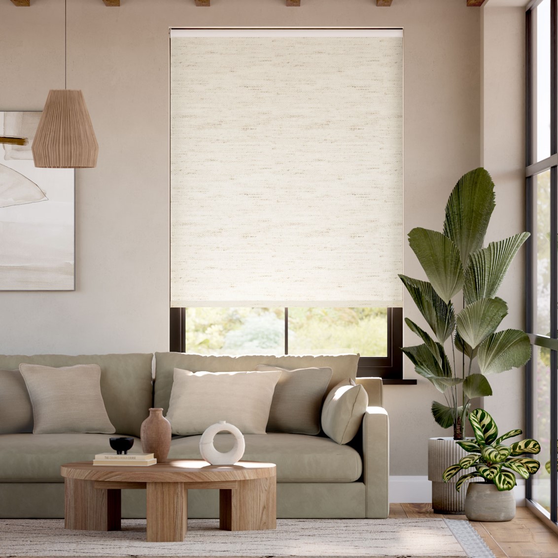 Sevilla Blackout Linen Alabaster Roller Blind