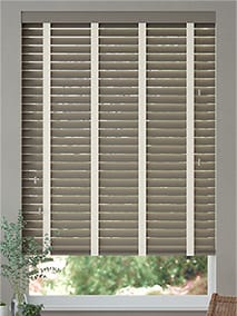 Shadow Grey & Soft Cotton Wooden Blind thumbnail image
