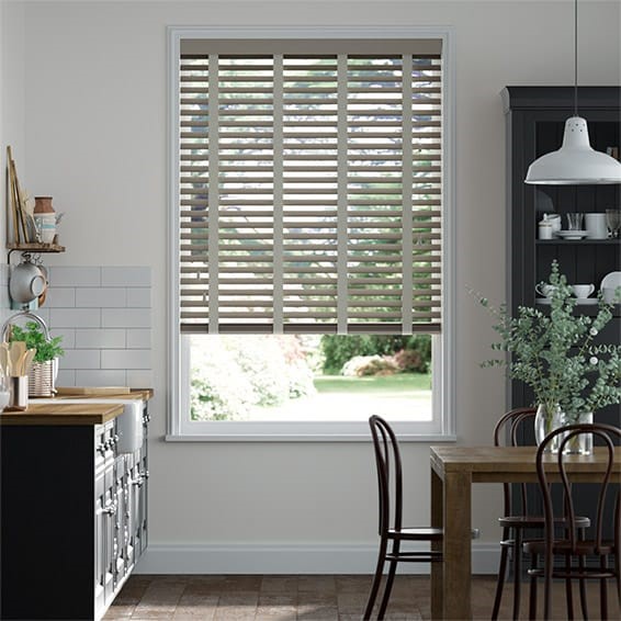 Shadow Grey & Elephant Grey Wooden Blind - 50mm Slat