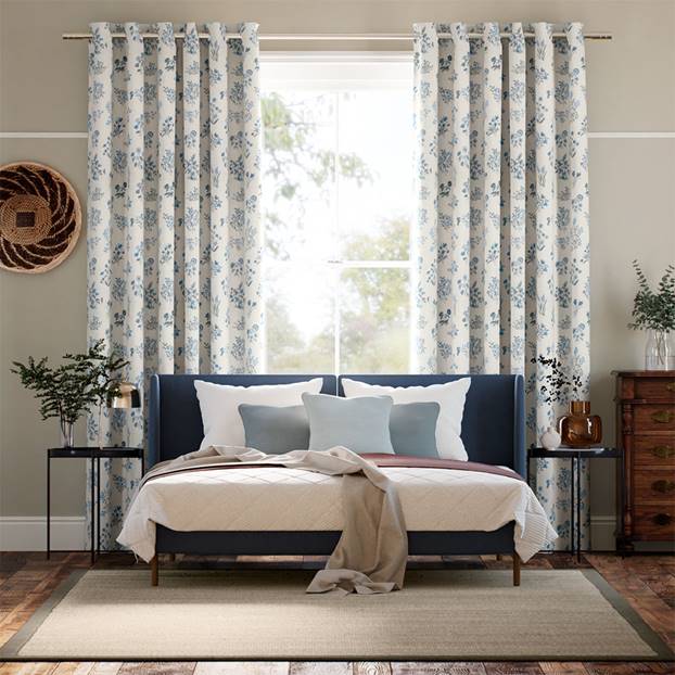 Shepherdly Meadow China Blue Curtains thumbnail image