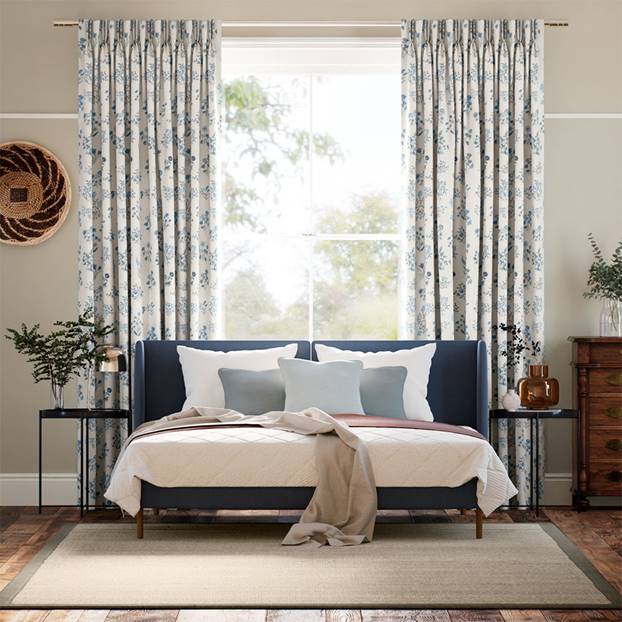 Shepherdly Meadow China Blue Curtains thumbnail image