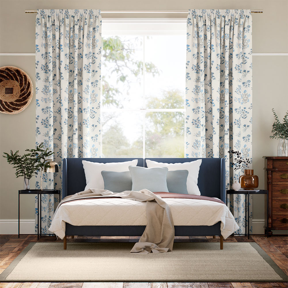 Shepherdly Meadow China Blue Curtains thumbnail image