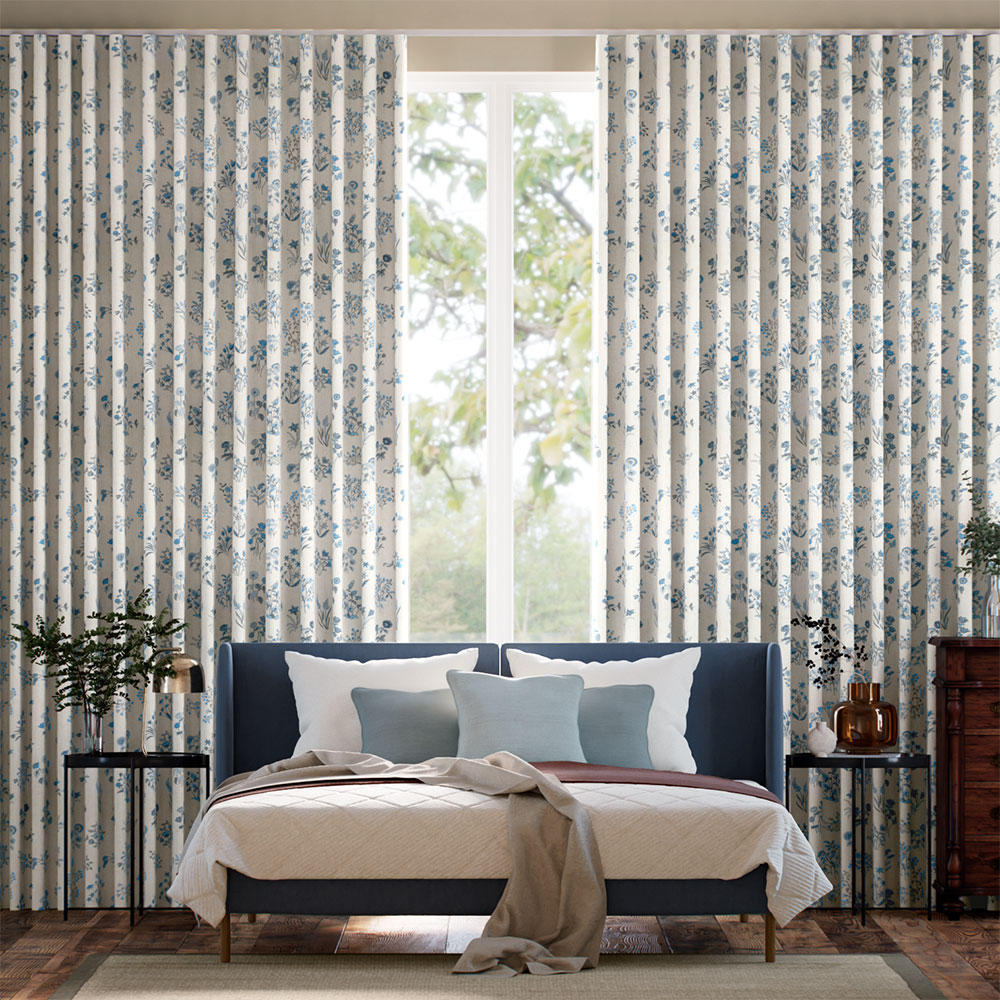 Shepherdly Meadow China Blue Curtains thumbnail image