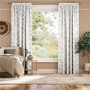 Silhouette Leaves Ash Grey Curtains thumbnail image