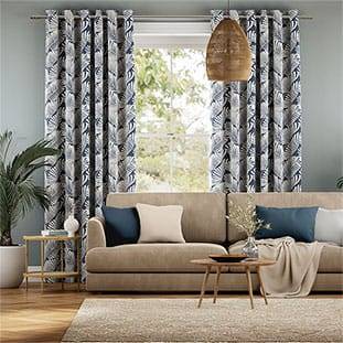 Silhouette Leaves Denim Curtains thumbnail image