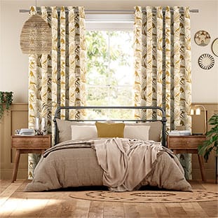 Silhouette Leaves Ochre Curtains thumbnail image