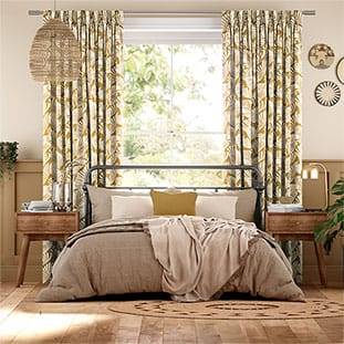 Silhouette Leaves Ochre Curtains thumbnail image