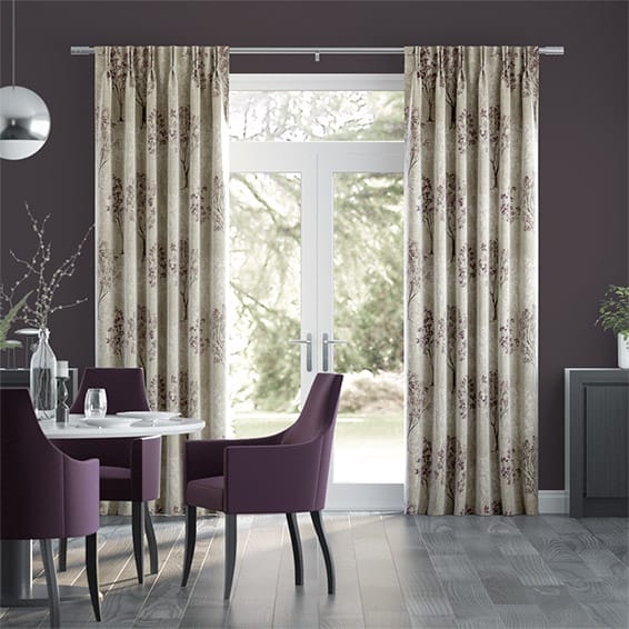 Slender Forest Linen Vintage Violet Curtains