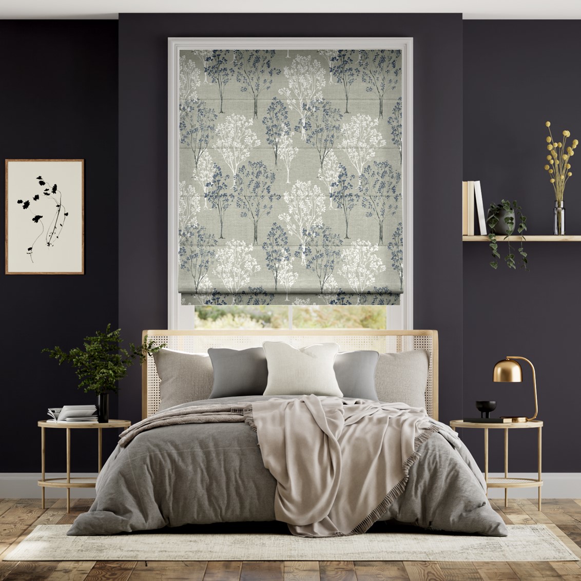 Slender Forest Velvet Moonlight Roman Blind