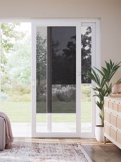 Stick On Charcoal Grey Voile Sliding Door Blind thumbnail image