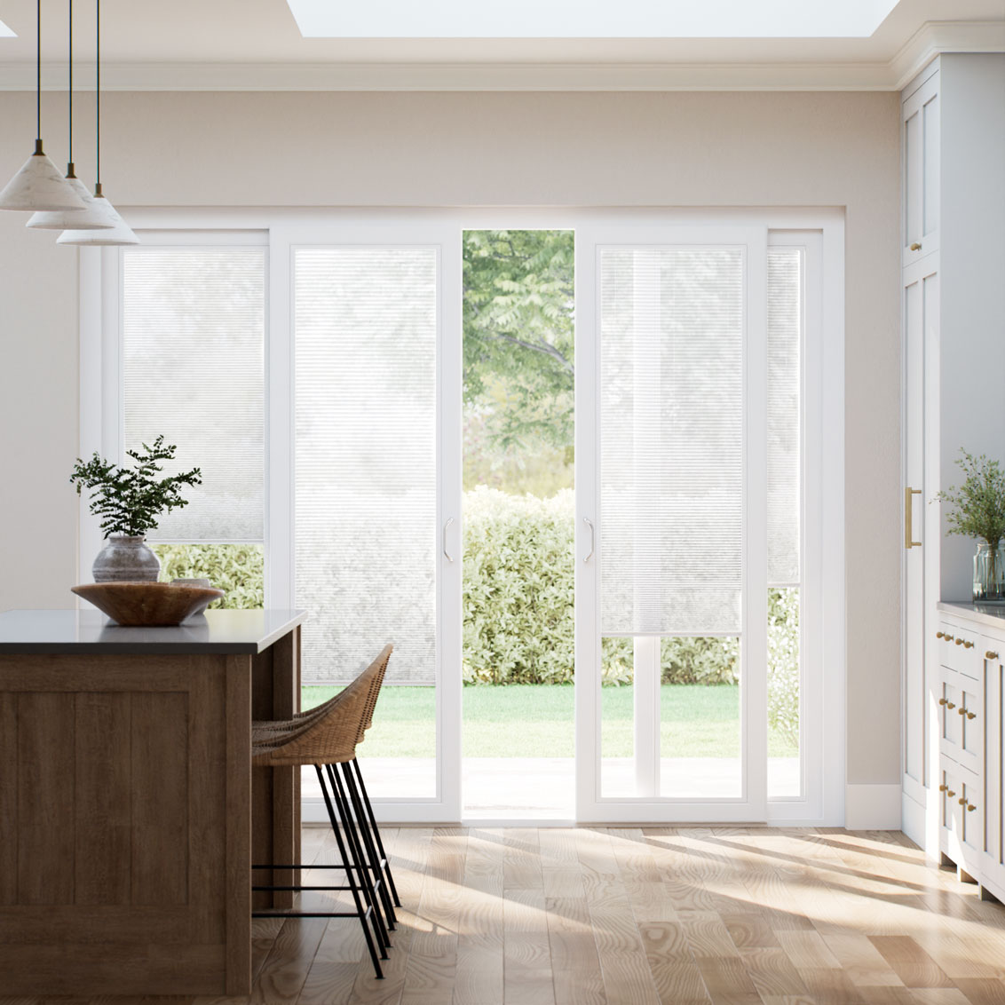 Stick On Classic White Voile Sliding Door Blind