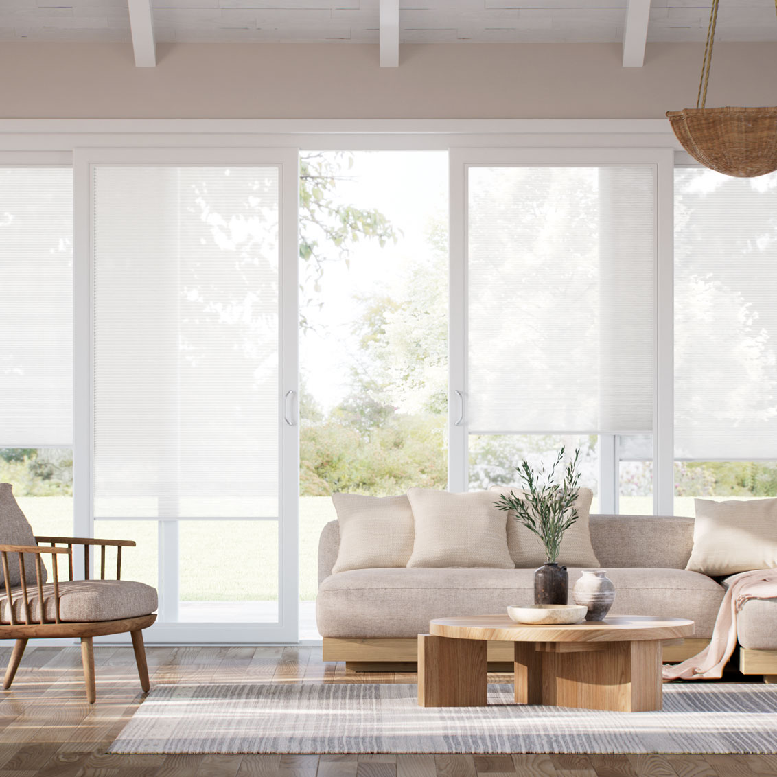 Stick On Frost White Voile Sliding Door Blind