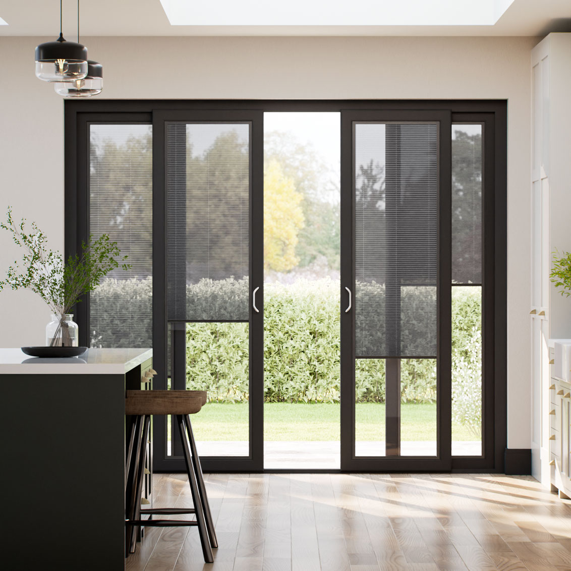 Stick On Graphite Grey Voile Sliding Door Blind