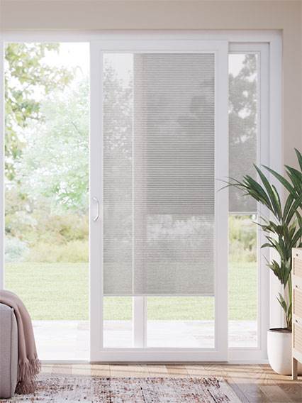 Stick On Warm Grey Voile Sliding Door Blind thumbnail image