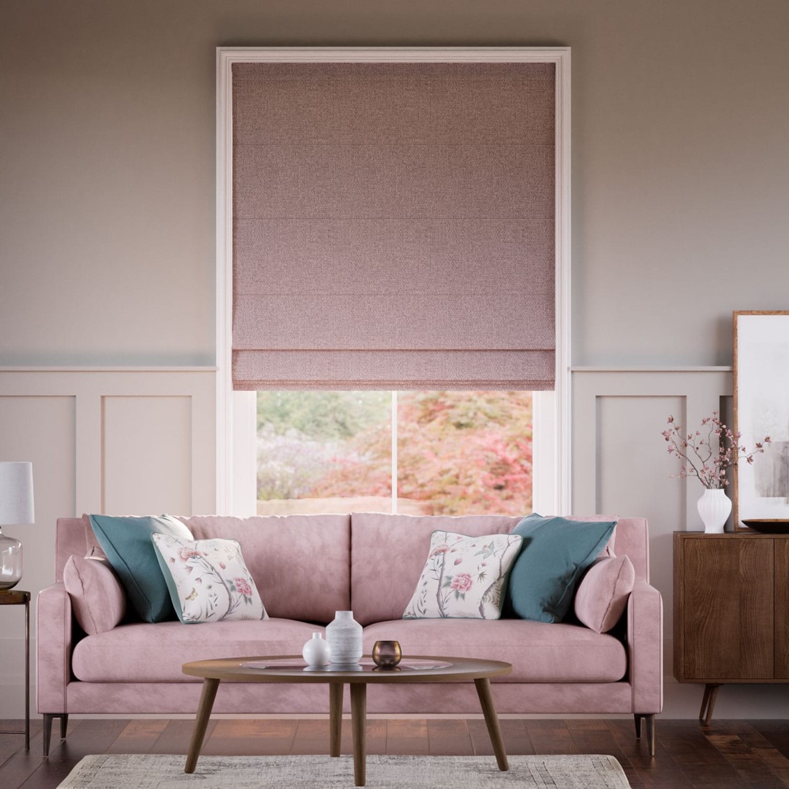 Smooth Sisal Dusky Pink  Roman Blind