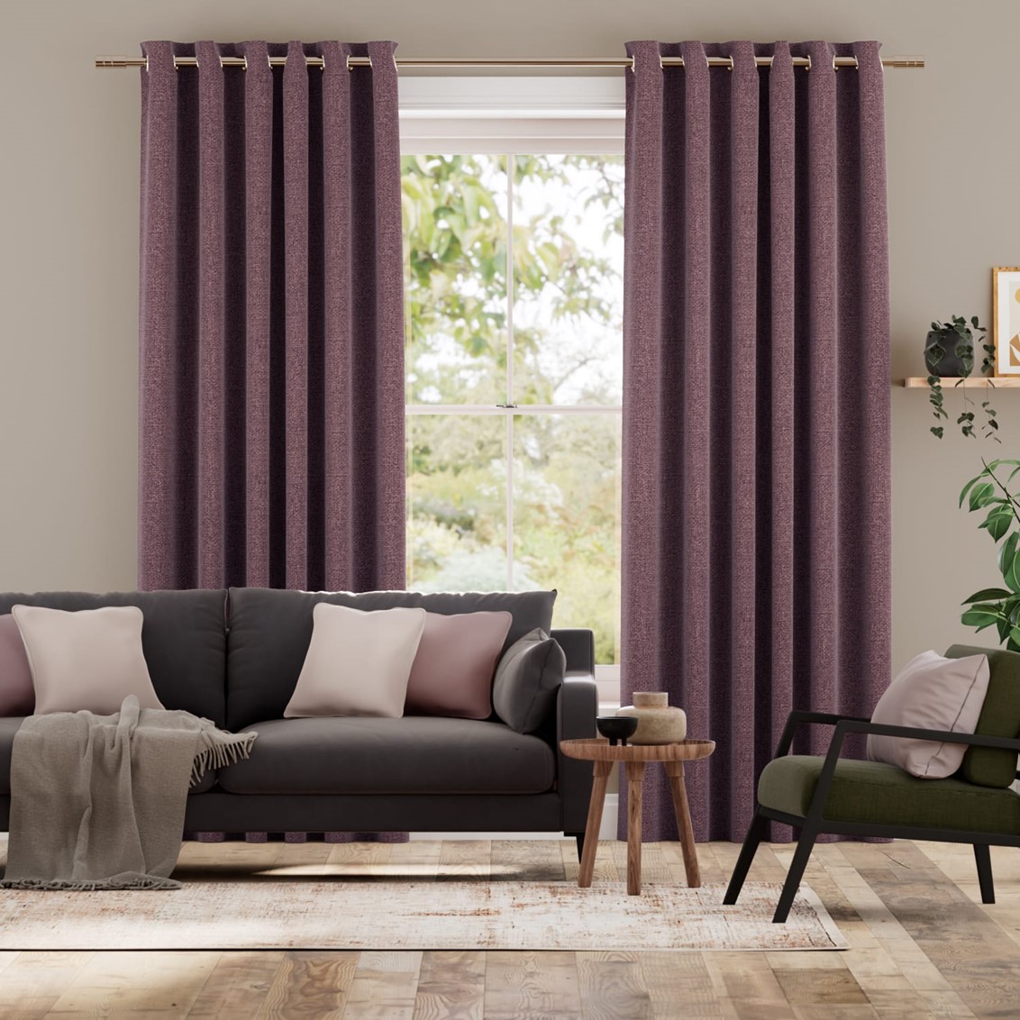 Smooth Sisal Elderberry  Curtains