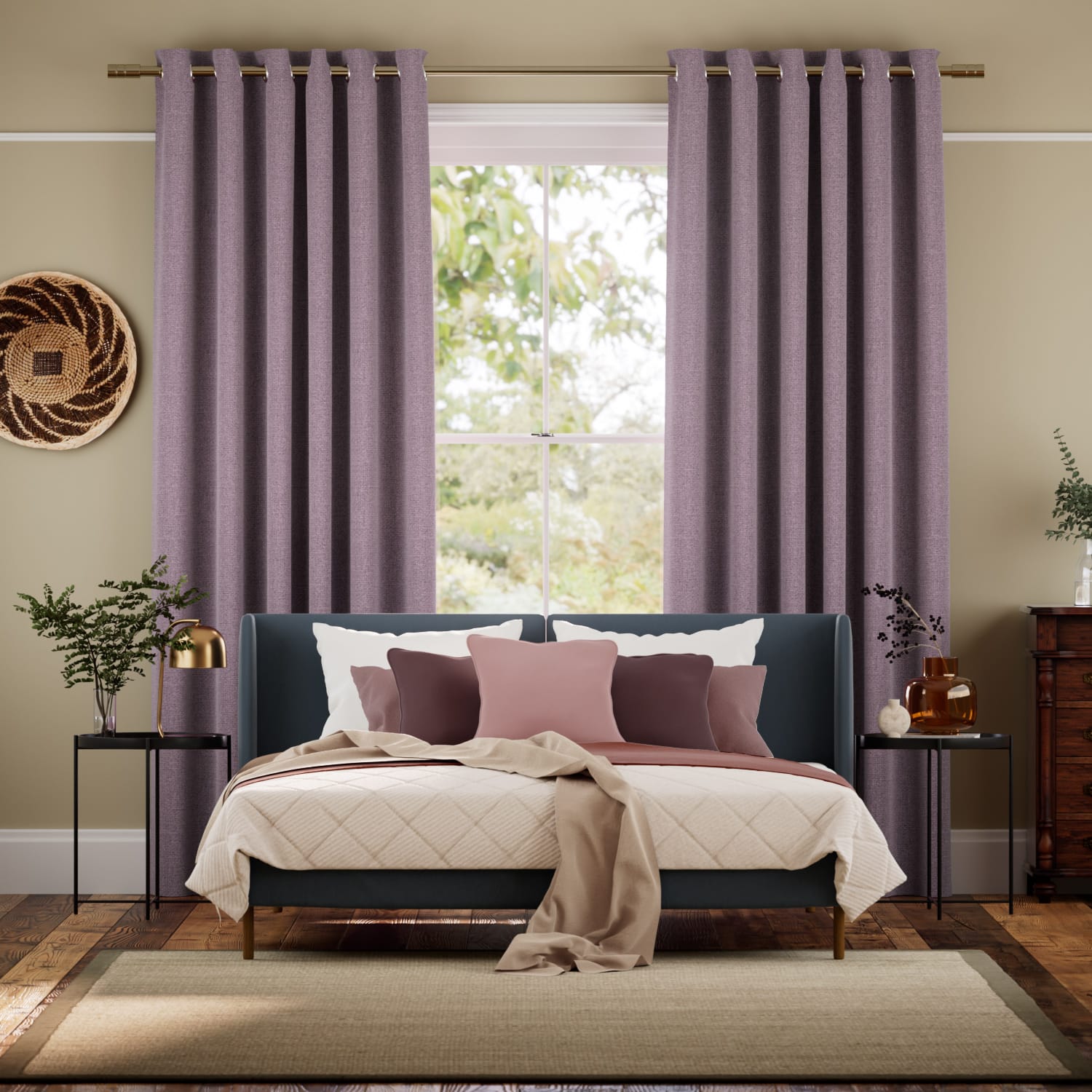 Smooth Sisal French Lavender  Curtains