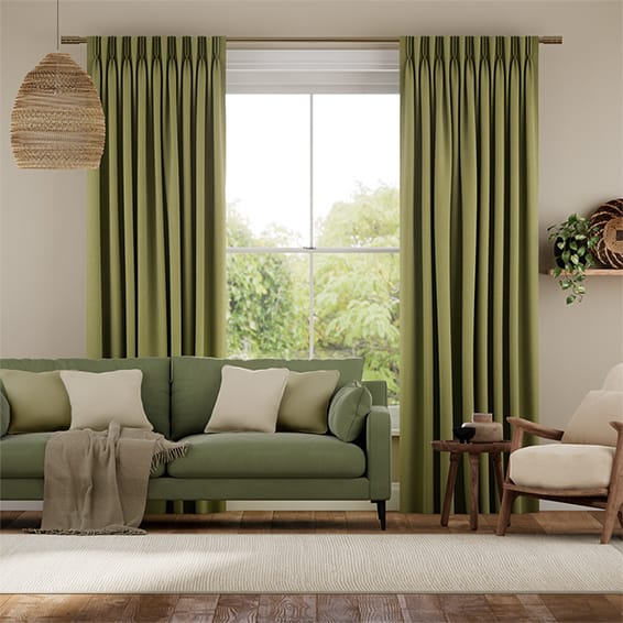 Smooth Sisal Green Gold Curtains